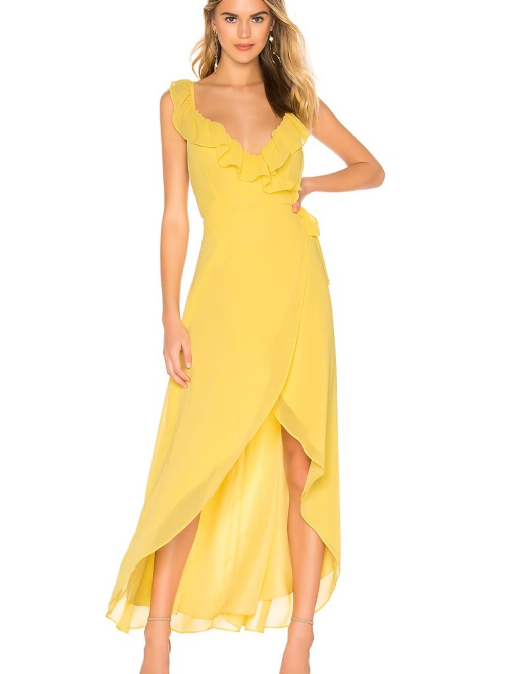 RSVP by BB Dakota Formation Wrap Front Maxi Dress Citrus Size S
